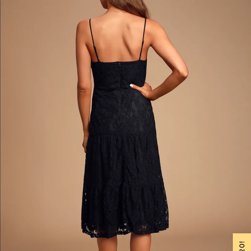 NEW Lulus Manning Black Lace Tiered Midi Dress - Picture 12 of 12
